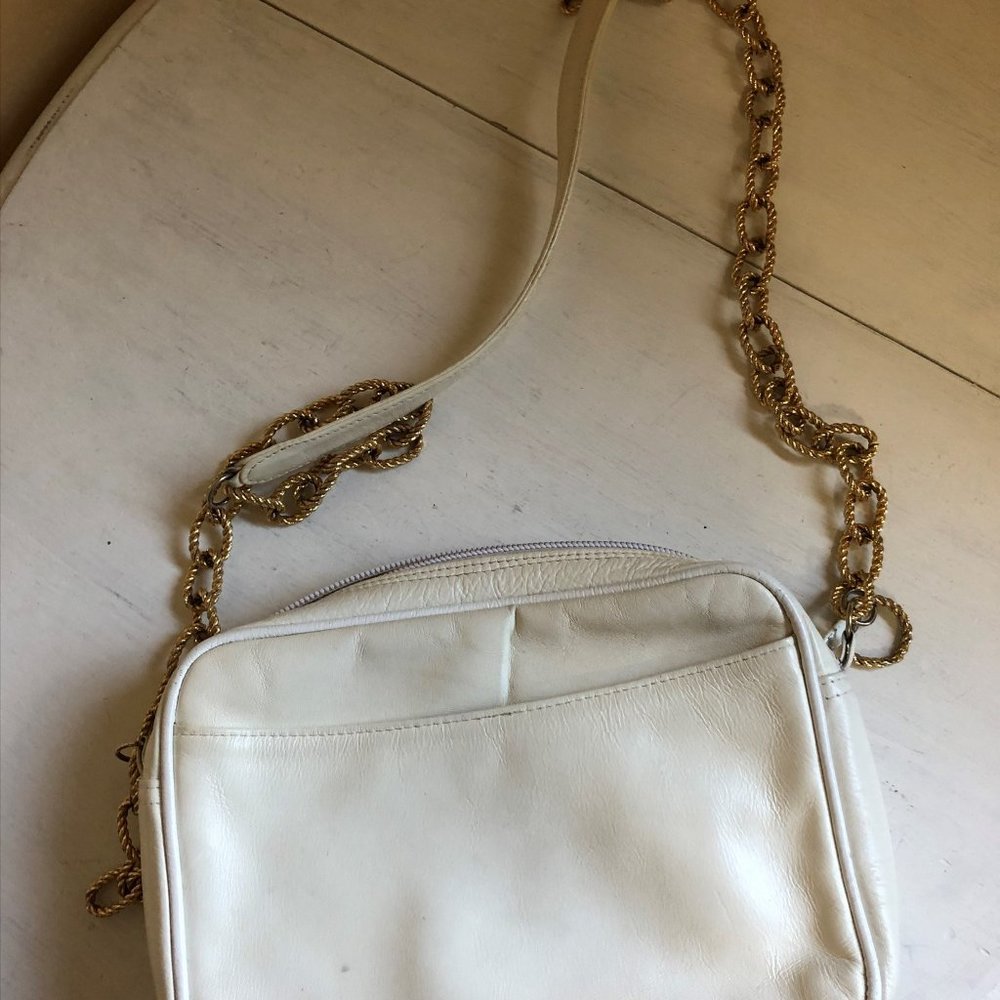 Vintage Saks Fifth Ave White Leather Purse
